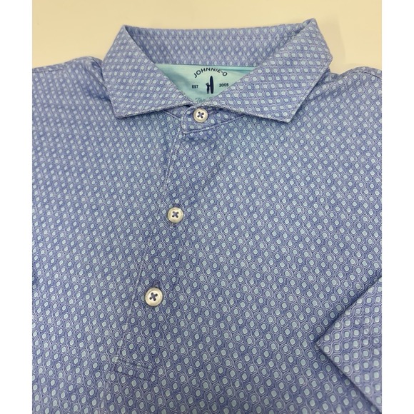 johnnie-O Other - NWT johnnie-O PUDDLES Top Shelf Geometric Print Golf Polo Shirt Blue SMALL $110